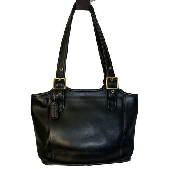 Vintage Coach 9086 Legacy Small Shopper Shoulder Bag Purse Black Leather - Picture 1 of 14